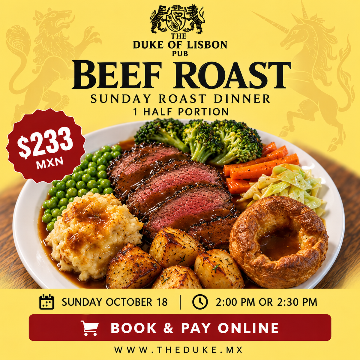 Roast Beef Dinner (HALF PORTION $233)